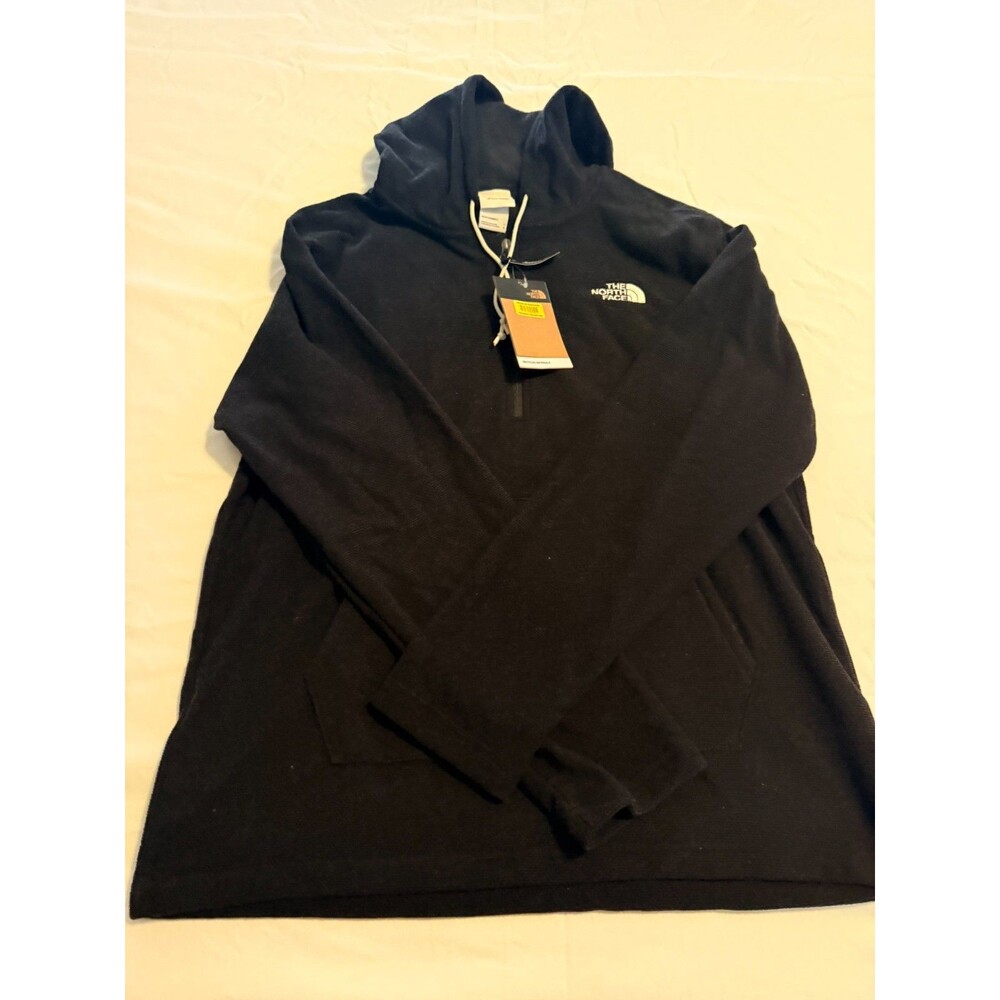 THE NORTH FACE Men’s Small Textured Cap Rock 1/4 Zip Hoodie Black Athleisure